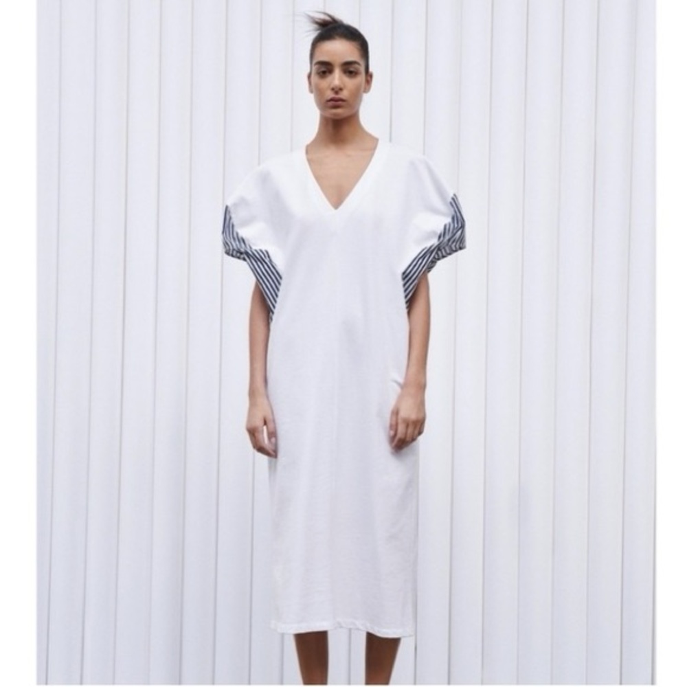 NWT Zara Puff Striped Sleeve Dress